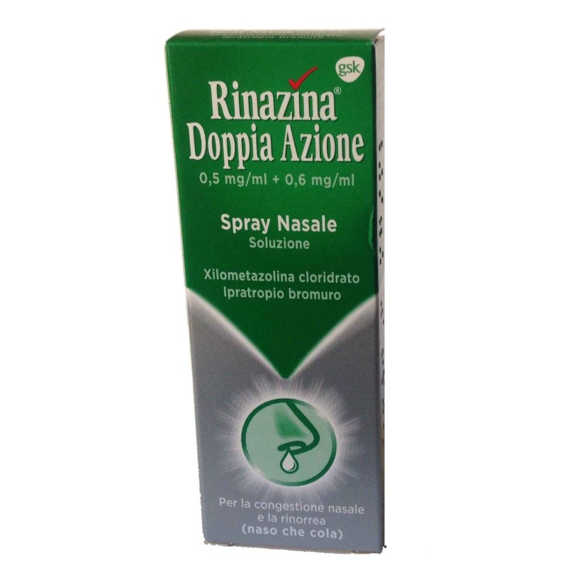 Glaxosmithkline C. Health. Rinazina Doppia Azione 0,5 Mg/ml + 0,6 Mg/ml Spray Nasale, Soluzione