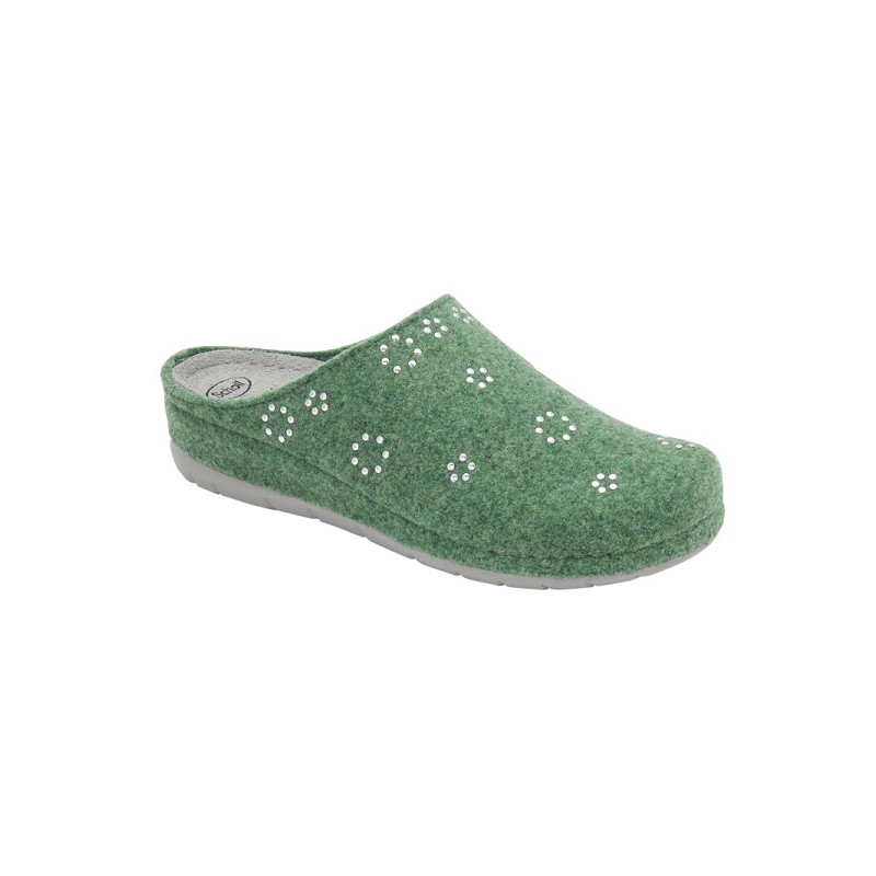 Scholl Shoes Calzatura Inverness Elastic Wool+studs Woman Green Lana + Borchiette 41