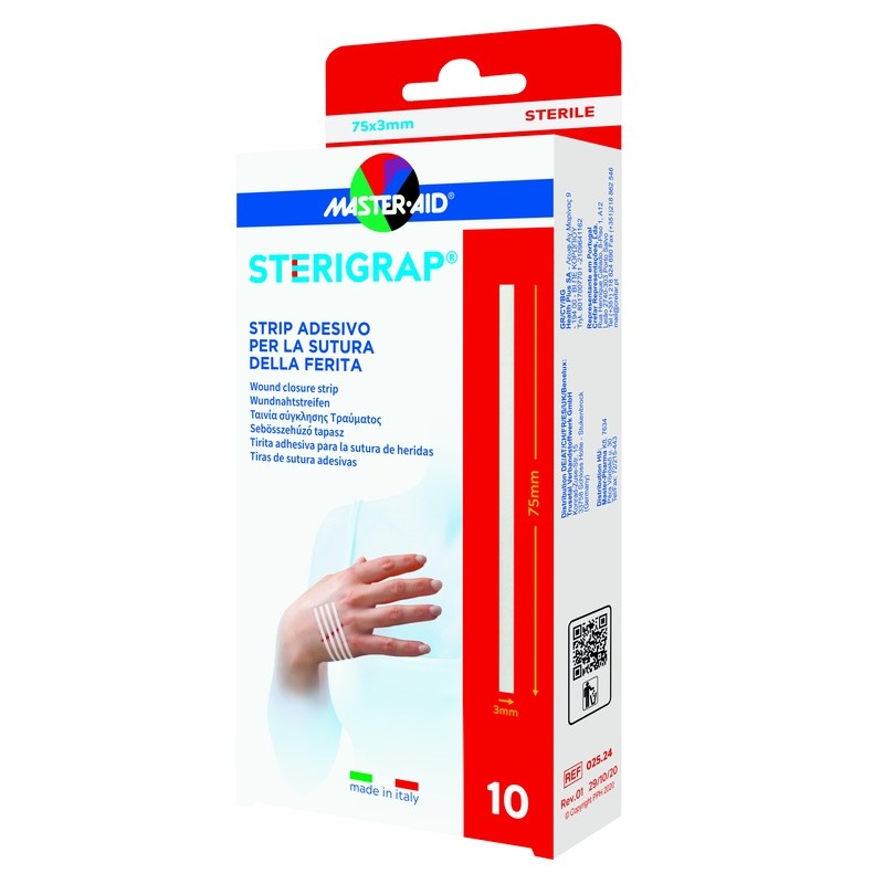 Pietrasanta Pharma Master-aid Sterigrap Strip Adesivo Sutura Ferite 75x3 Mm 10 Pezzi