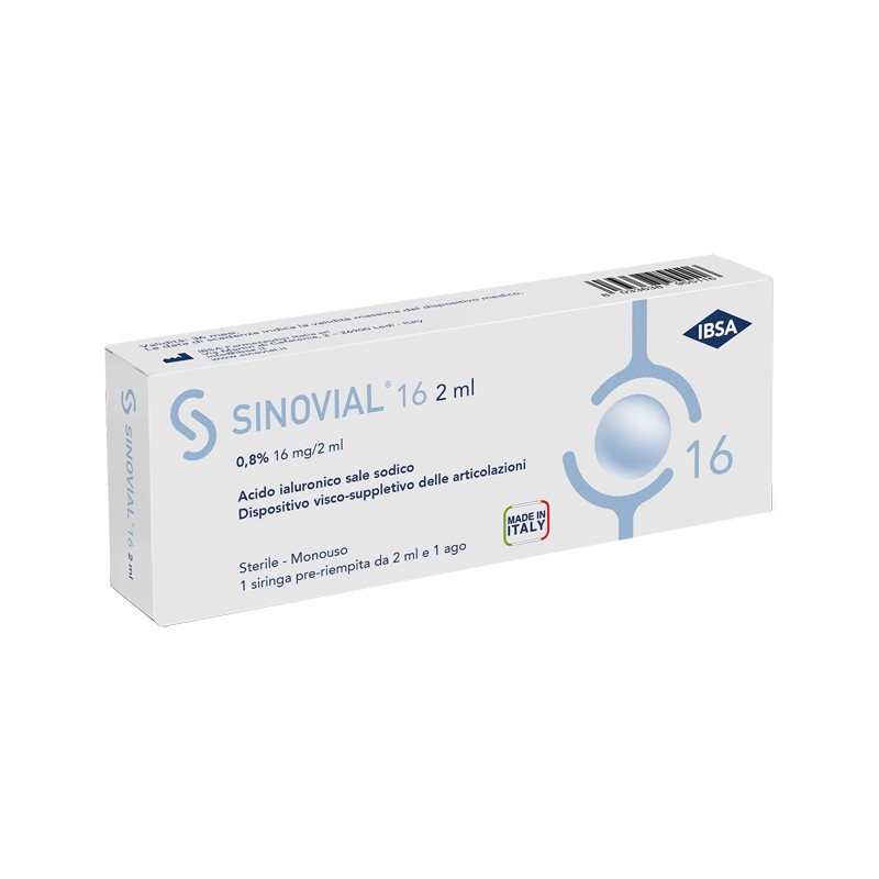 Ibsa Farmaceutici Italia Siringa Intra-articolare Sinovial 16 Acido Ialuronico 0,8% 16 Mg/2 Ml 1 Fs + Ago Gauge 21 1 Pezzo