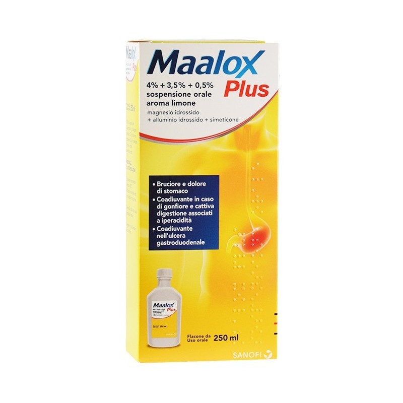 Opella Healthcare Italy Maalox Plus 4% + 3,5% + 0,5% Sospensione Orale Aroma Limone.