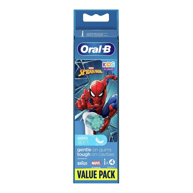 Oral-B Kids Spiderman Testine Per Spazzolino Elettrico 4pz