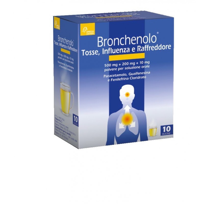 Perrigo Italia Bronchenolo Tosse, Influenza E Raffreddore 500 Mg + 200 Mg + 10 Mg Polvere Per Soluzione Orale