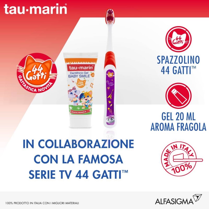 Alfasigma Tau Marin Set Baby Smile Special Edition 44 Gatti Dentifricio Fragola 20 Ml + Spazzolino