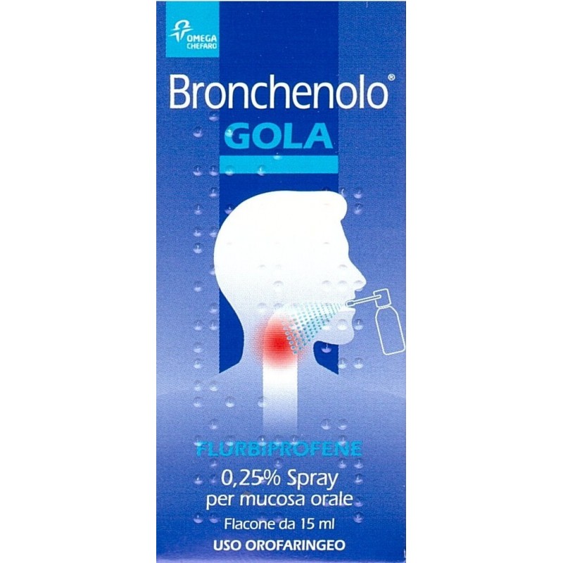 Perrigo Italia Bronchenolo Gola 2,5 Mg/ml Collutorio Bronchenolo Gola 2,5 Mg/ml Spray Per Mucosa Orale Flurbiprofene