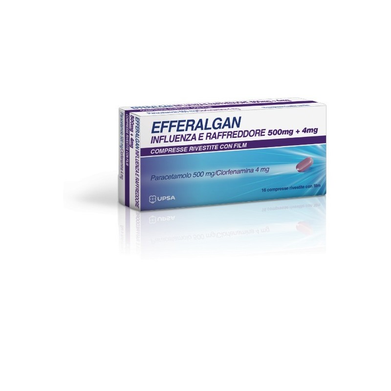 Upsa Italy Efferalgan Influenza E Raffreddore 500 Mg + 4 Mg Compresse Rivestite Con Film Paracetamolo 500 Mg/clorfenamina 4 Mg
