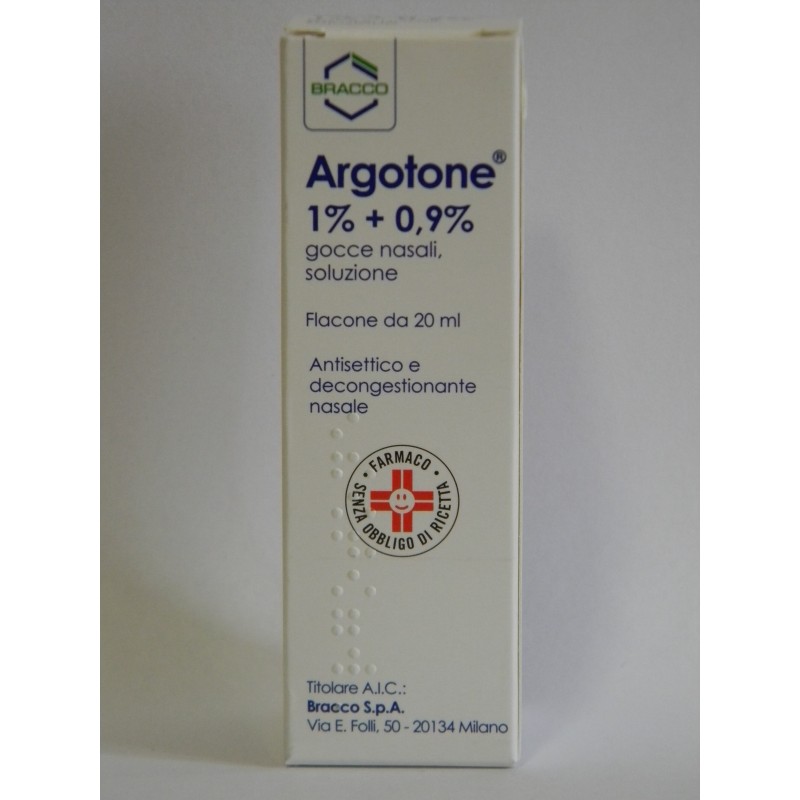 Dompe' Farmaceutici Argotone 1%/0,9% Gocce Nasali, Soluzione Argento Vitellinato/efedrina Cloridrato