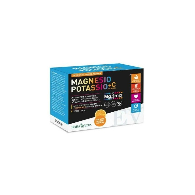 Erba Vita Group Magnesio Potassio +c Vitamina Gusto Arancia 20 Bustine Da 3,8 G