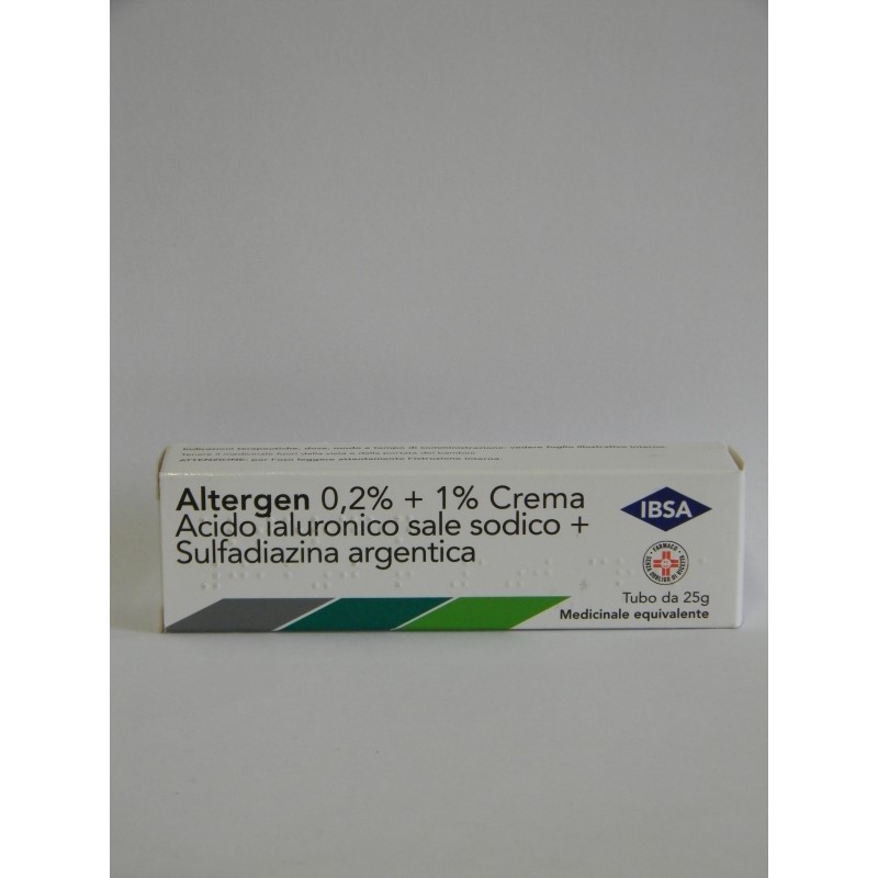 Ibsa Farmaceutici Italia Altergen 0,2% + 1% Crema Altergen 2 Mg + 40 Mg Garze Impregnate Acido Ialuronico Sale Sodico / Sulfadia
