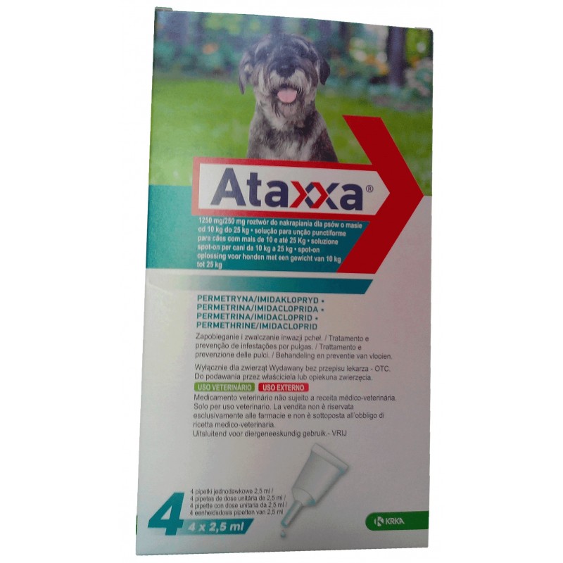 Krka Farmaceutici Milano Ataxxa 500 Mg/100 Mg Soluzione Spot-on Per Cani Da 4 Kg A 10 Kg