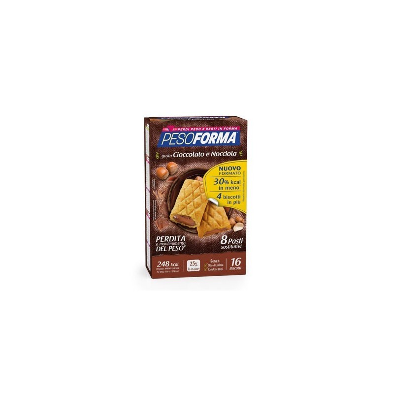 Nutrition & Sante' Italia Pesoforma Biscotto Cioccolato Nocciola 16 Pezzi 33 G