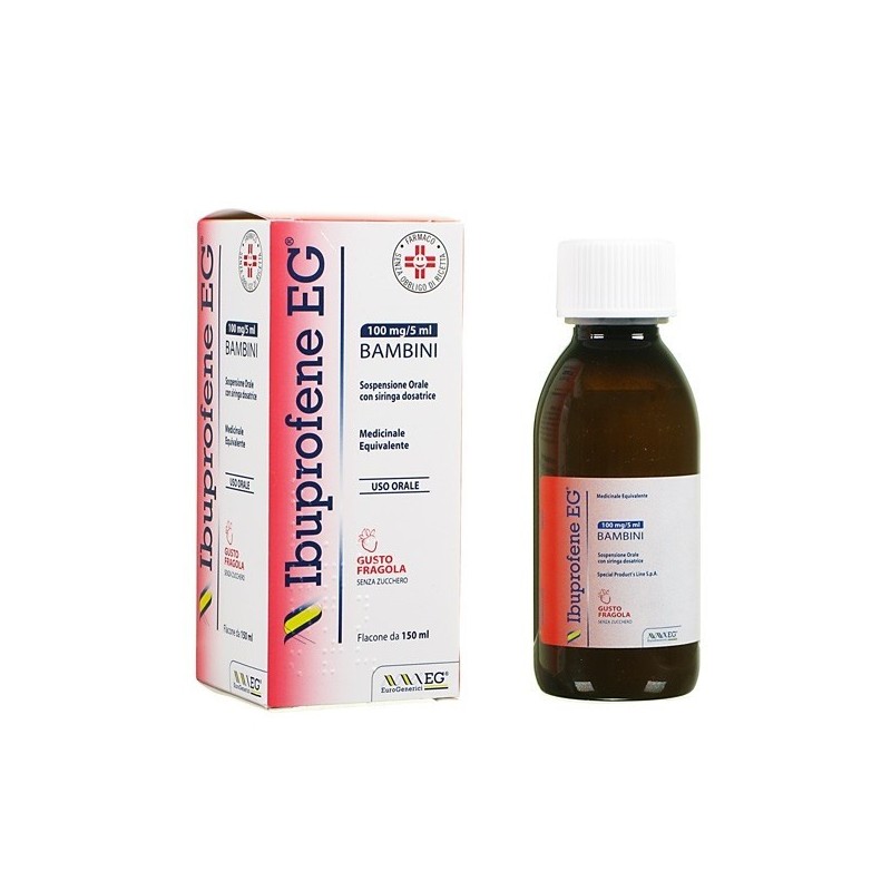 Special Product's Line Ibuprofene Eg Bambini 100mg/5ml Sospensione Orale Gusto Fragola Senza Zucchero Ibuprofene Medicinale Equi