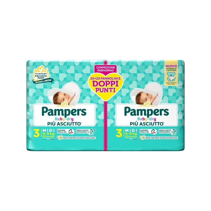 Fater Pampers Baby Dry Pannolino Duo Downcount Midi 40 Pezzi