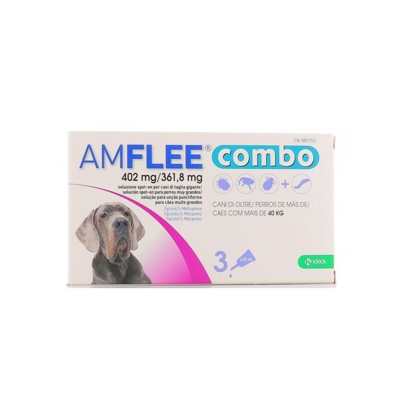 Krka Farmaceutici Milano Amflee Combo 402 Mg/ 361,8 Mg Soluzione Spot-on Per Cani Di Taglia Gigante