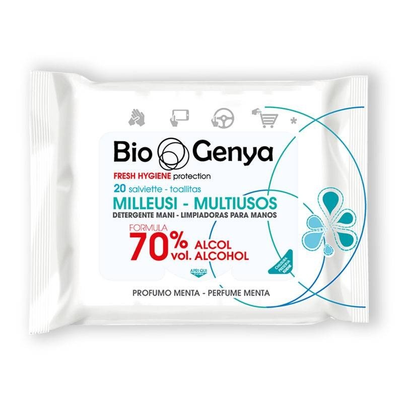 Diva International Biogenya Milleusi Igienizzanti 70% Alcool Salviette 20 Pezzi
