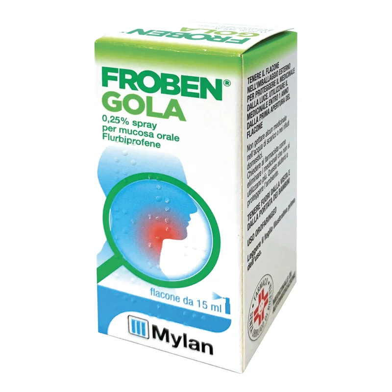 Froben spray per il mal di gola formato da 15 ml
