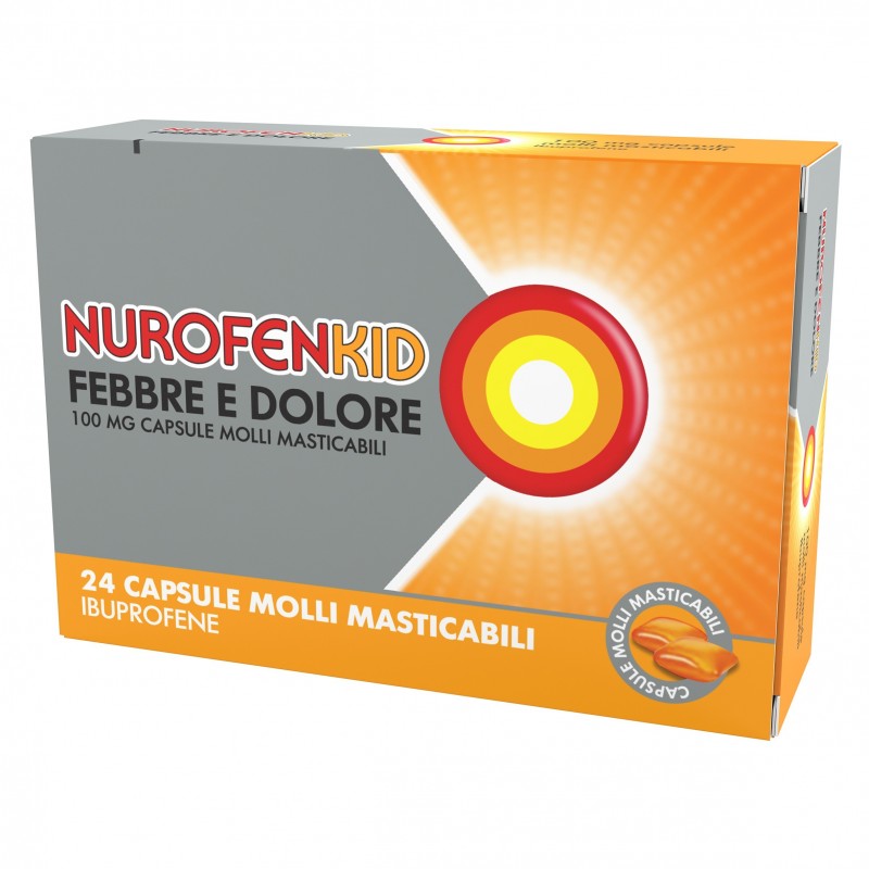 Reckitt Benckiser H. Nurofenkid Febbre E Dolore 100 Mg, Capsule Molli Masticabili Ibuprofene