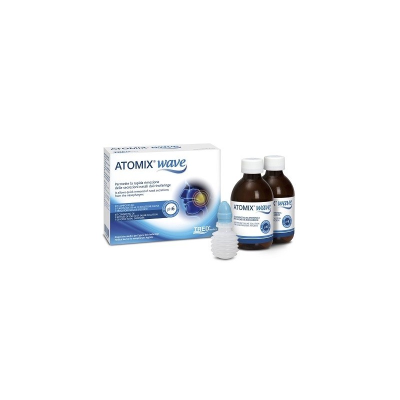 Atomix Wave Dispositivo Per Igiene Rinofaringea Atomix Soluzione Salina 250ml 2 Pezzi