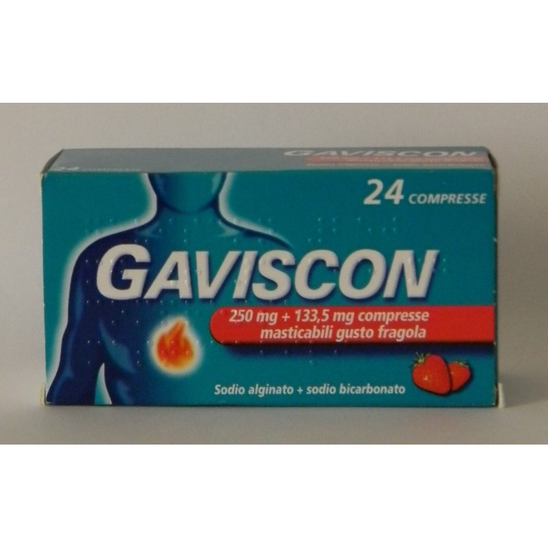 Gaviscon 250mg + 133,5mg Masticabile Gusto di Fragola 24 Compresse
