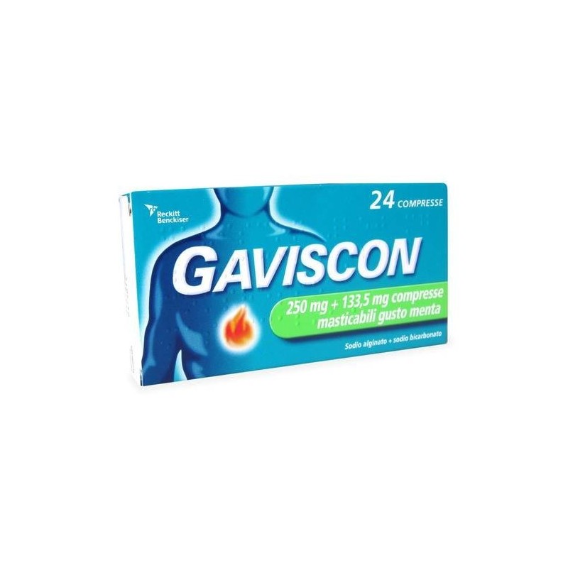 Gaviscon 250mg + 133,5mg Masticabile Gusto di Menta 24 Compresse