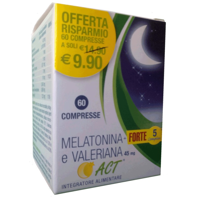 F&f Melatonina Act 1mg + Valeriana + 5 Forte Complex 60 Compresse